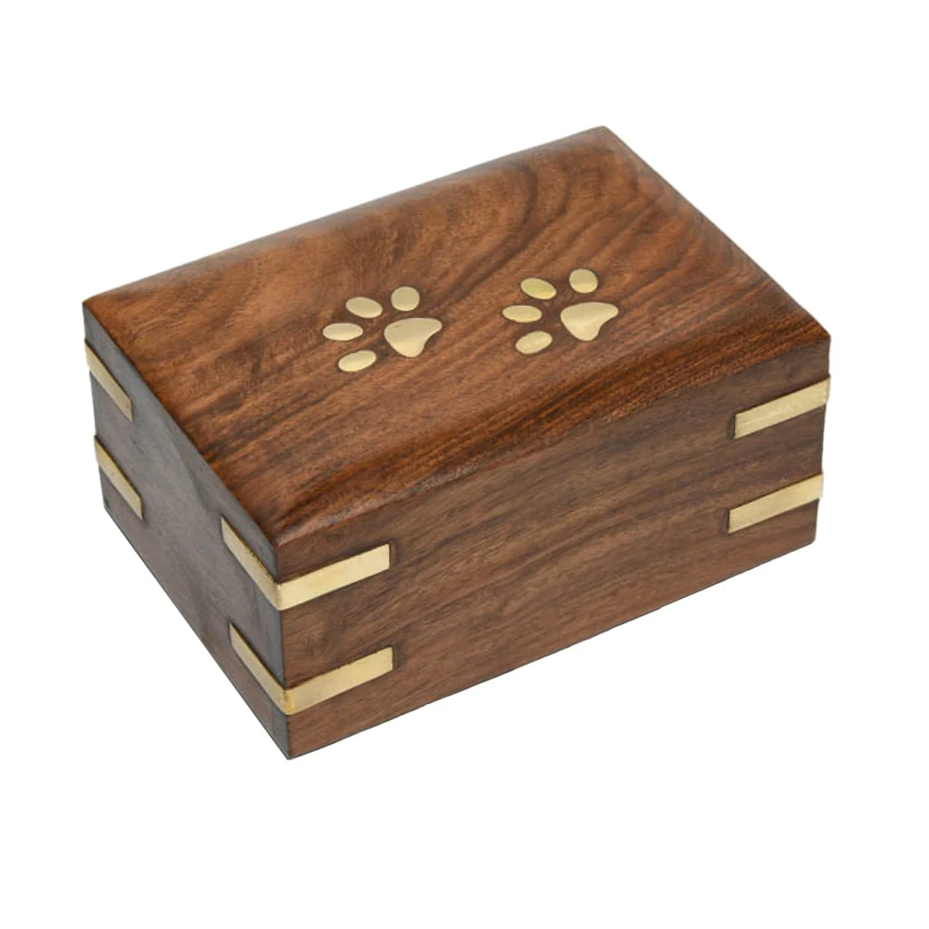 Wooden Paw Print Box Urn